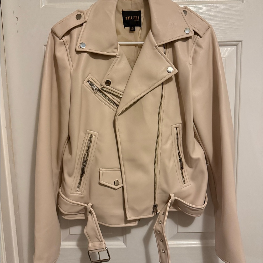 Truth Women's Beige Leather Jacket